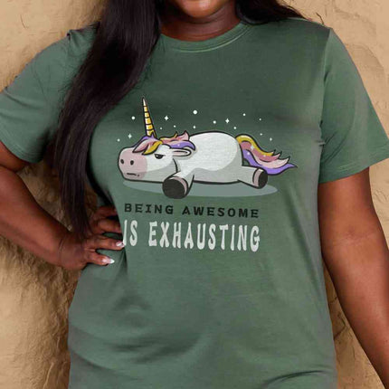 Simply Love Full Size BEING AWESOME IS EXHAUSTING Graphic Cotton Tee