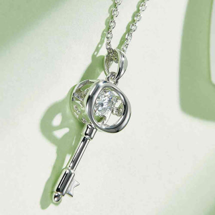 Adored Moissanite Key Pendant Necklace