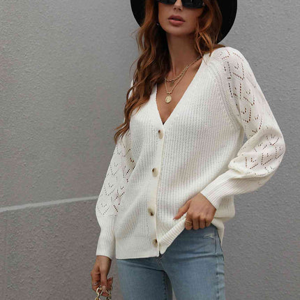 Double Take Rib-Knit Plunge Raglan Sleeve Cardigan
