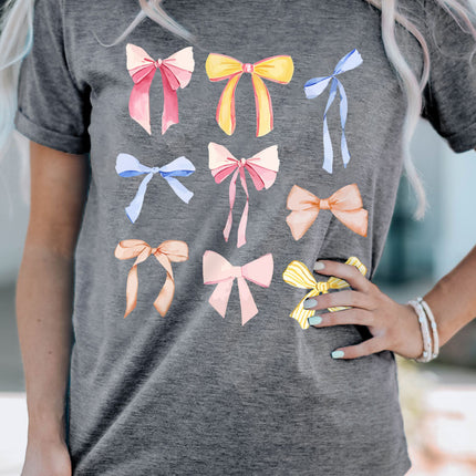 Bow Graphic Round Neck Short Sleeve T-Shirt - Vickie Lynn's