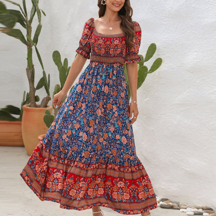 Floral Flounce Sleeve Midi Dress