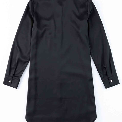 Sequin Button Front High-Low Shirt Dress