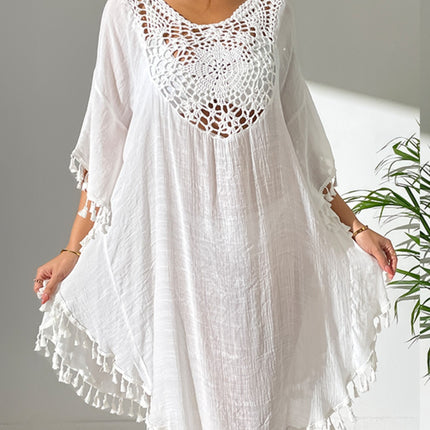 Tassel Cutout Scoop Neck Cover-Up Dress