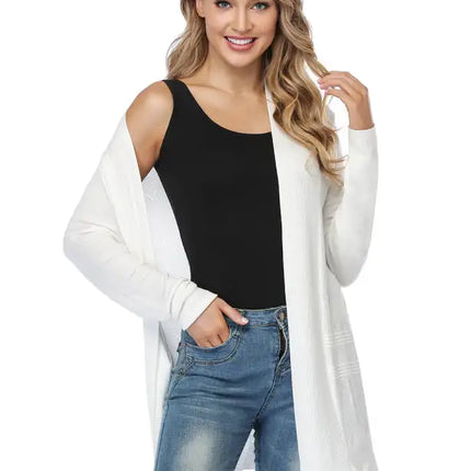 Cárdigan largo calado de punto para mujer 