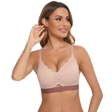 Sujetador push-up sin anillo de acero para mujer, espalda bonita, correa ajustable 