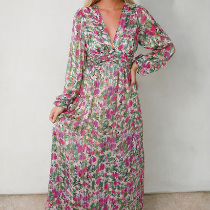 Floral Deep V Maxi Dress