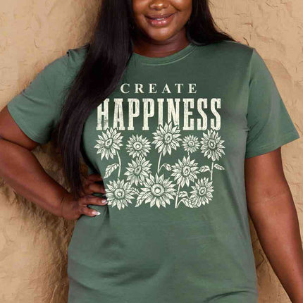 Simply Love Full Size CREATE HAPPINESS Graphic Cotton T-Shirt
