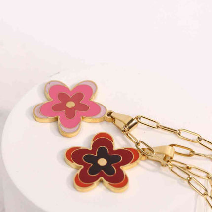 Flower Pendant Stainless Steel Necklace