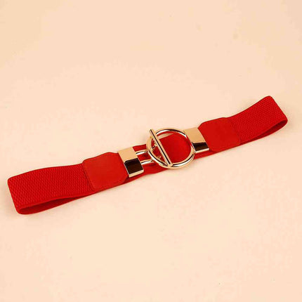 Circle Shape Buckle Zinc Alloy Buckle PU Leather Belt