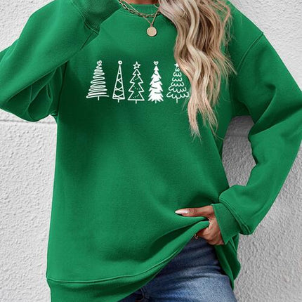 Christmas Tree Graphic Drop Shoulder Sweatshirt