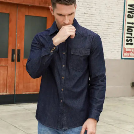 Camisa vaquera de manga larga informal a la moda para hombre 