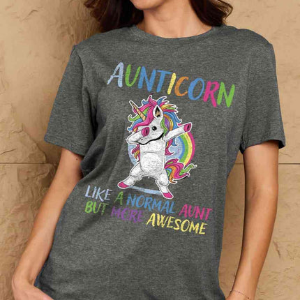Simply Love Full Size AUNTICORN LIKE A NORMAL AUNT BUT MORE AWESOME Graphic Cotton Tee