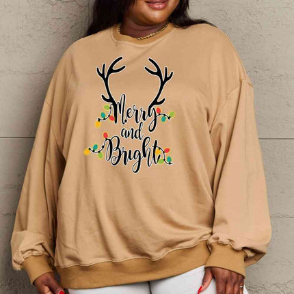 Simply Love Full Size MERRY AND BRIGHT Graphic Sweatshirt