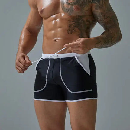 Bañador tipo bóxer de nailon con bolsillo grande para hombre 