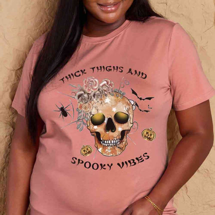 Simply Love Full Size THICK THIGHS AND SPOOKY VIBES Graphic Cotton T-Shirt