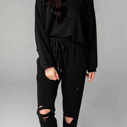 Distressed Sweatshirt and Joggers Set