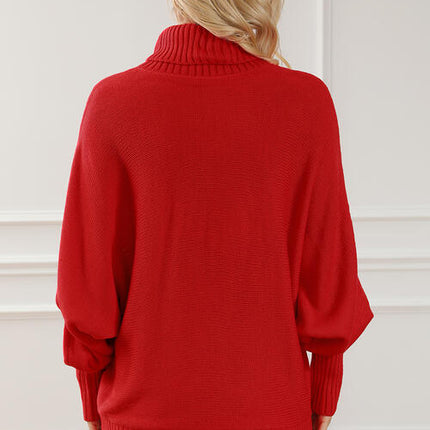 Merry Letter Embroidered High Neck Sweater - Vickie Lynn's