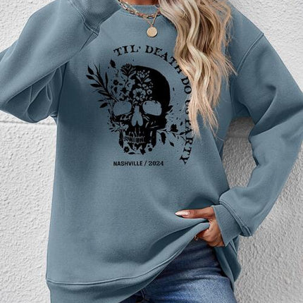 Graphic Round Neck Dropped Shoulder Sweatshirt