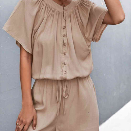 Buttoned Gather Detail Romper