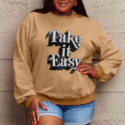 Simply Love Full Size TAKE IT EASY Graphic Sweatshirt