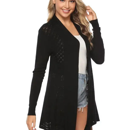 Cárdigan de manga larga de punto abierto para mujer 