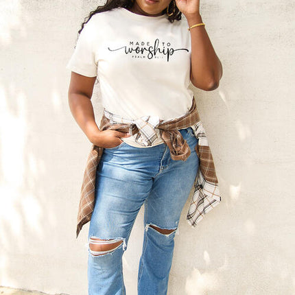 Simply Love Full Size MADE TO WORSHIP Short Sleeve T-Shirt