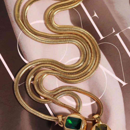 Zircon 18K Gold-Plated Geometrical Shape Pendant Necklace