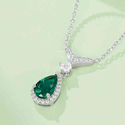 Lab-Grown Emerald Teardrop Necklace