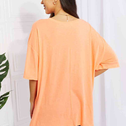Zenana Neon Lights Full Size Raw Edge Pocket Tee