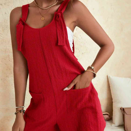 Full Size Scoop Neck Romper with Pockets
