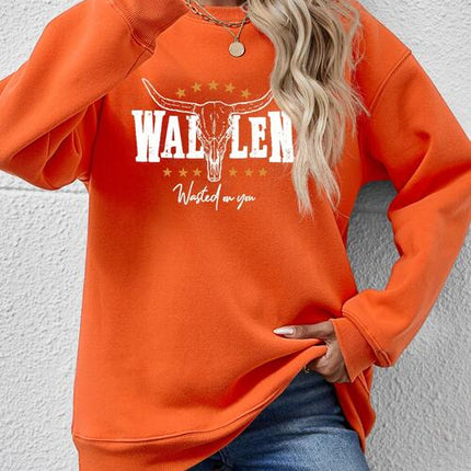 Graphic Round Neck Dropped Shoulder Sweatshirt