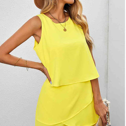 Layered Sleeveless Round Neck Romper