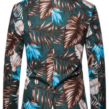 Men's Resort Style Feature Floral Print Slim Fit Single Button Suit