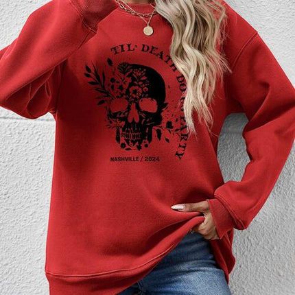 Graphic Round Neck Dropped Shoulder Sweatshirt