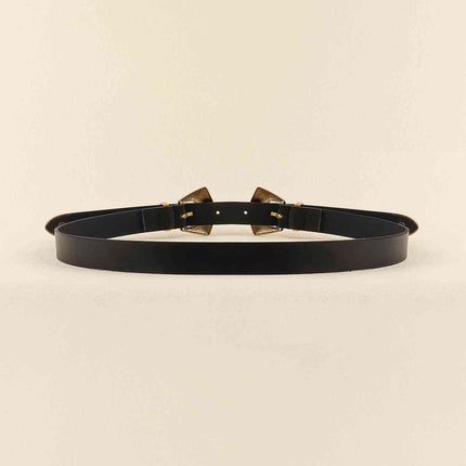 Double Buckle PU Leather Belt