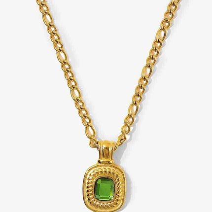 18K Gold Plated Inlaid Rhinestone Pendant Necklace