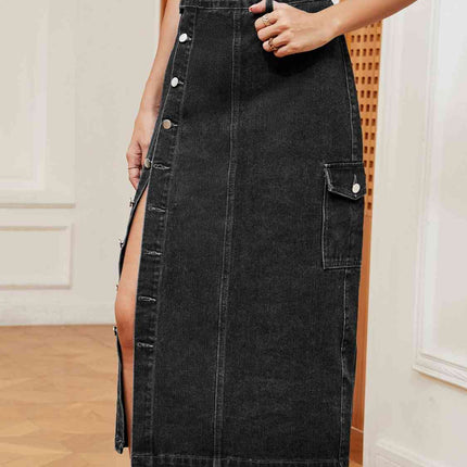 Button Down Denim Skirt