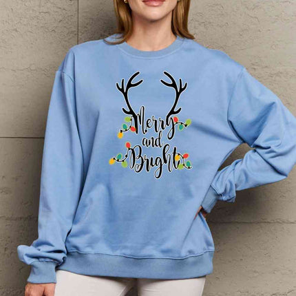 Simply Love Full Size MERRY AND BRIGHT Graphic Sweatshirt
