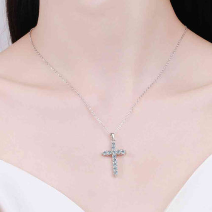Adored 925 Sterling Silver Cross Moissanite Necklace