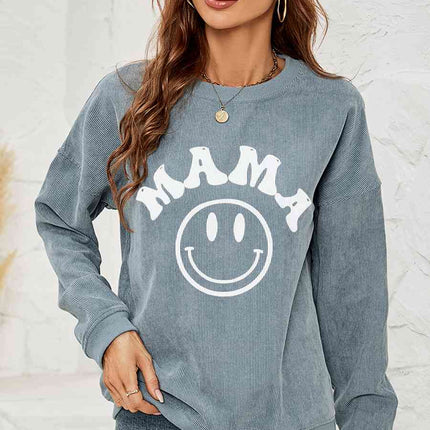 Round Neck Long Sleeve MAMA Graphic Sweatshirt