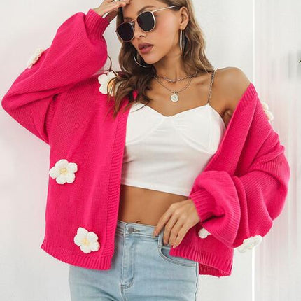 Floral Open Front Long Sleeve Cardigan