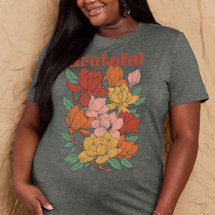 Simply Love Full Size GRATEFUL Flower Graphic Cotton T-Shirt