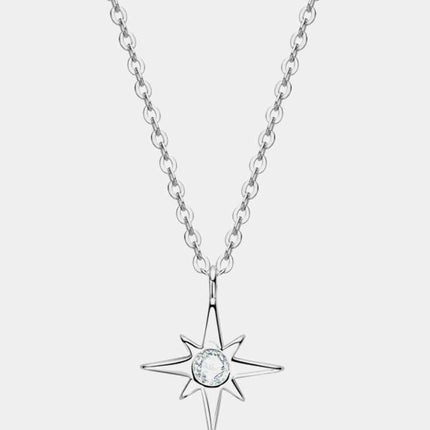 Moissanite North Star Pendant 925 Sterling Silver Necklace