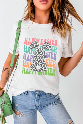 HAPPY EASTER Round Neck Short Sleeve T-Shirt - Vickie Lynn's