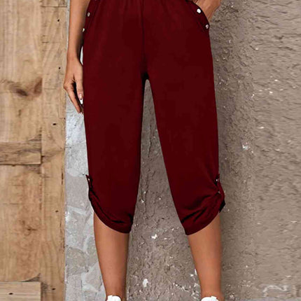 Full Size Roll-Tab Capris Pants