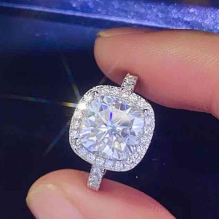 3 Carat Moissanite 925 Sterling Silver Square Ring