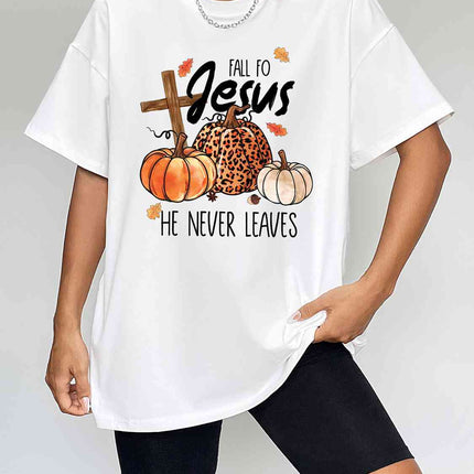 Round Neck Short Sleeve Fall Season Graphic T-Shirt