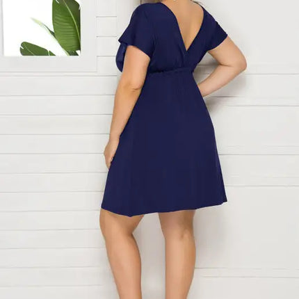 Vestido liso con escote en V profundo para mujer, talla grande 