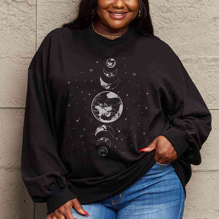 Simply Love Full Size Earth & Moon Graphic Sweatshirt