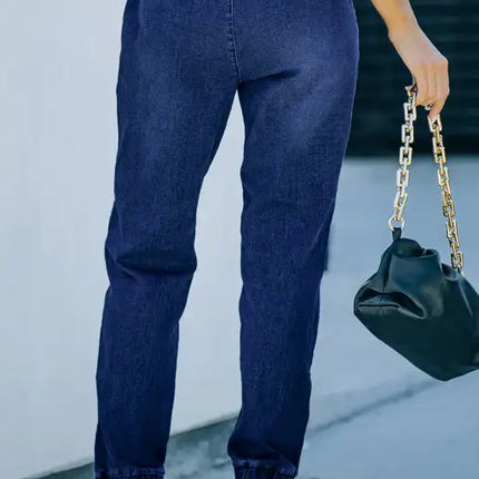 Joggers con bolsillos y cordón desgastado de ajuste relajado Vaqueros rotos 